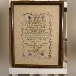 Wedding Day Religious Completed Framed Cross Stitch Grandparents love